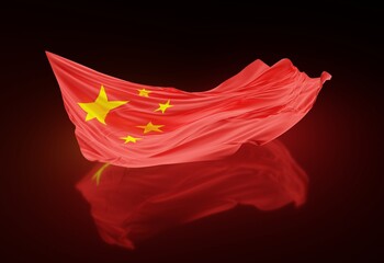 Abstract China Flag Illustration 3D Rendering (3D Artwork)