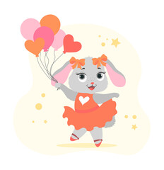 Cute bunny with balloons
