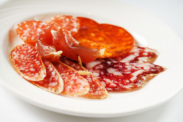 meat appetizer on the white plate