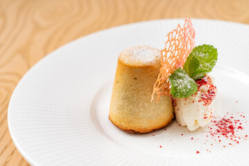 pastry with vanilla ice cream