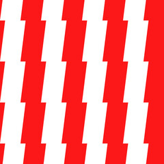 Red and white stripes repeat and alternate. Vector seamless pattern.