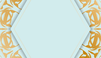 Aquamarine background with luxurious gold pattern for design under your text
