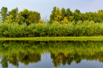 Landscape with steep banks on the Volga river in Russia.