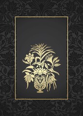 Naklejka premium wedding card design, paisley floral pattern , India 