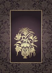 wedding card design, paisley floral pattern , India	