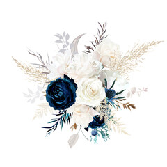 Luxurious beige and navy blue trendy vector design bouquet