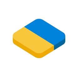 Ukraine. National flag. Vector isometric flat 3D icon.