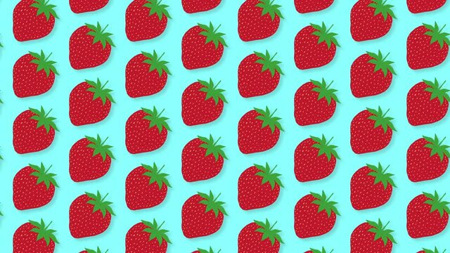 Strawberry illustration pattern 4K background looping animation. いちごのパターンイラストアニメーション 4K ループ背景素材
