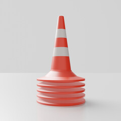 d visualization, standard reflective traffic cone, road restrictions sign