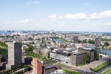 Fototapeta na wymiar Aerial view of the Rotterdam skyline, Netherlands