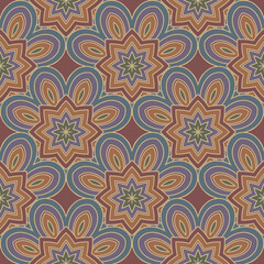 Vector seamless background. Endless colorful texture. Use for wallpaper, textile, book cover, clothes. In violet, blue and brown colors