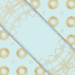 Abstract gold ornamental aquamarine card for your brand.