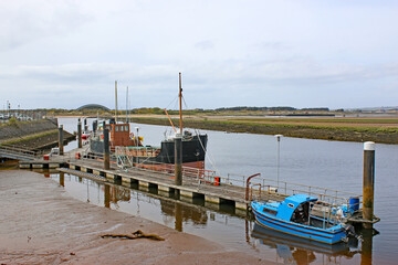 Boats moored on the River Irvine , Irvine, Scotland