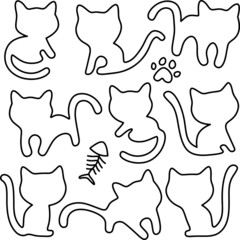 Stencils decorating, kitty silhouettes. Vector