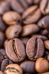 Close-up shot of aromatic Arabica coffee beans