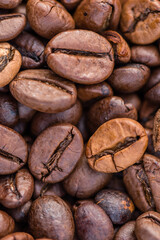 Close-up shot of aromatic Arabica coffee beans