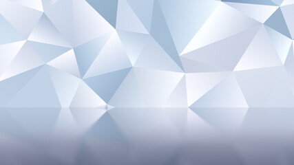 Gray polygon vector pattern background with reflection. Abstract 3D triangular low poly style gradient background in 4k resolution. Metallic hue.