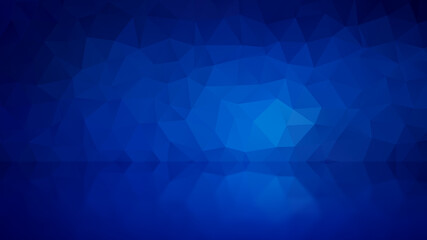 Obraz premium Blue polygon vector pattern background with reflection. Abstract 3D triangular low poly style gradient background in 4k resolution.