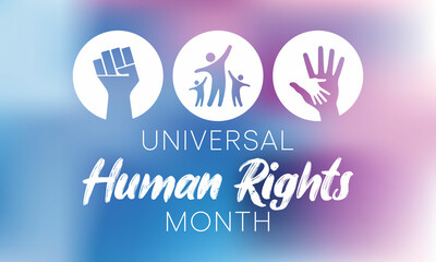 Universal Human Rights month is observed every year in December, a time for people around the world to join together and stand up for the rights and dignity of all individuals. vector illustration - obrazy, fototapety, plakaty