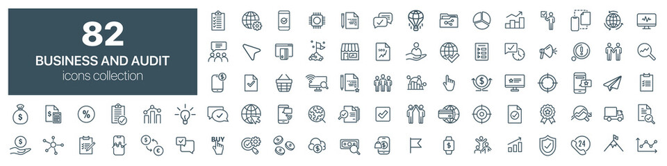 Fototapeta na wymiar Business and audit line icons collection. Vector illustration eps10