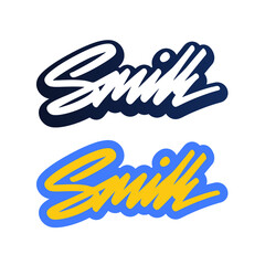 Hand drawn text Smile. Lettering, calligraphy word graphic. Illustration for logos, posters, banners, greeting card. Vector.