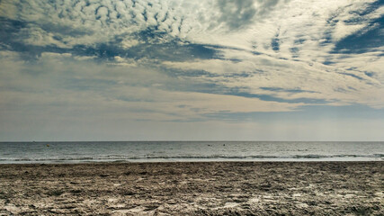 Beautiful beach in Santa Pola at sunset