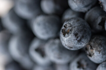 Close-up shot of delicious vibrant coloured blueberries