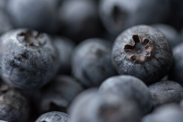 Close-up shot of delicious vibrant coloured blueberries