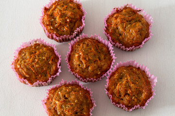 Fresh homemade carrot muffins with sesame