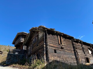 Traditional timber shed in Findeln, Zermatt.