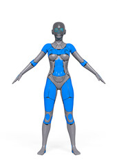 gynoid girl in white background