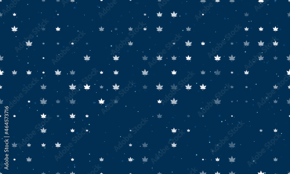 Aufkleber seamless background pattern of evenly spaced white maple leafs of different sizes and opacity. vecto