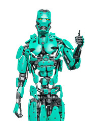 Fototapeta premium cyborg is positive with the thumbs up