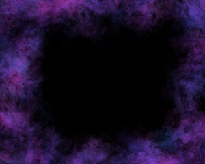 Abstract black background with purple smoke frame