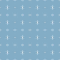 seamless pattern snowflakes symbol of winter on a blue background, abstract wallpaper, packaging