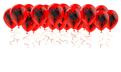 Balloons with Albanian flag, 3D rendering