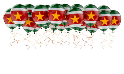 Balloons with Surinamese flag, 3D rendering