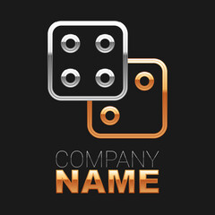 Line Game dice icon isolated on black background. Casino gambling. Colorful outline concept. Vector