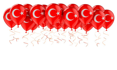 Balloons with Turkish flag, 3D rendering