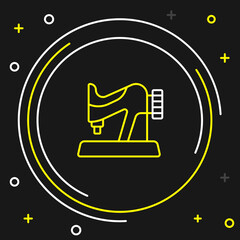 Line Sewing machine icon isolated on black background. Colorful outline concept. Vector