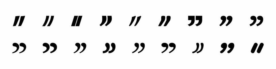 Quotes icons set. Quotation marks black isolated symbols, illustration.