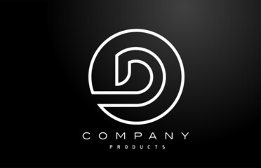 D white alphabet letter logo icon with black colour. Creative design for company and business