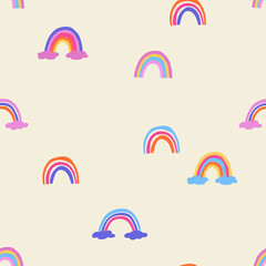 Cute seamless pattern with rainbows. - 464580966