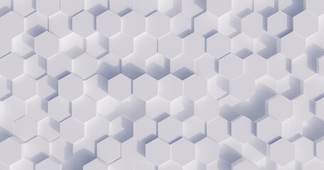 White hexagon texture background. Pattern background. 3d rendering. Hexagon brick wall.