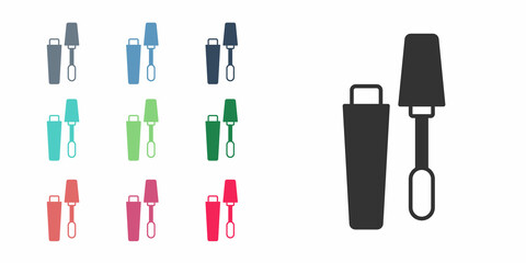 Black Mascara brush icon isolated on white background. Set icons colorful. Vector