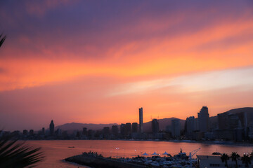 sunset over the city. Benidorm