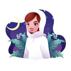 A girl wearing a head scarf or hijab represent the religion of islam