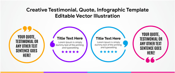 Creative Testimonial, Quote , Infographic Template Editable Vector Illustration 