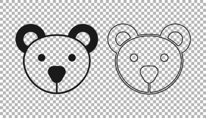 Black Teddy bear plush toy icon isolated on transparent background. Vector