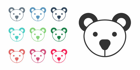 Black Teddy bear plush toy icon isolated on white background. Set icons colorful. Vector